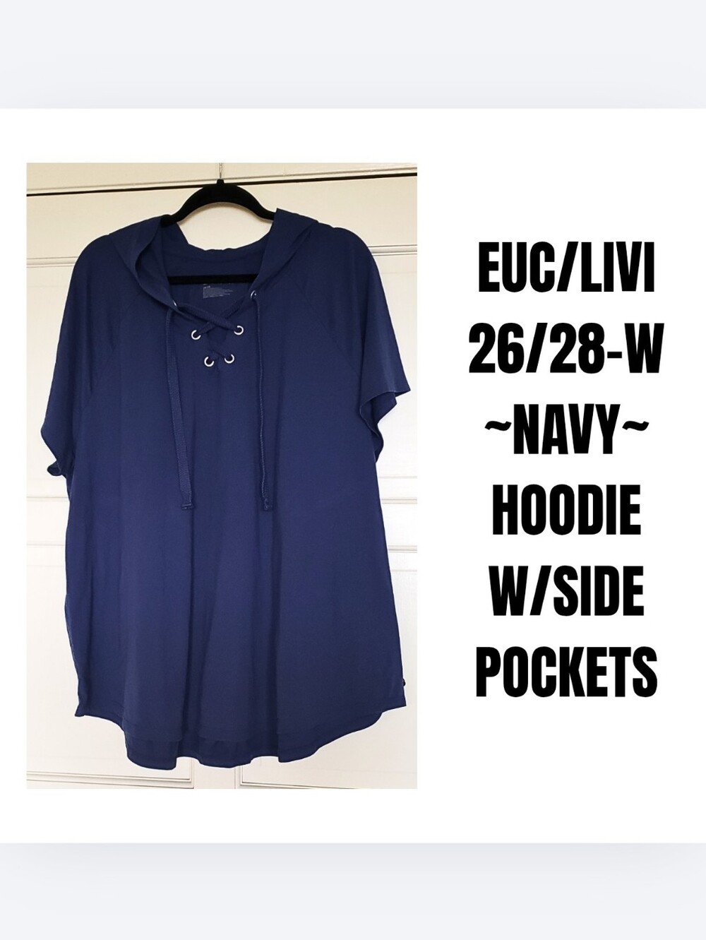 EUC / LIVI - Navy Lace-Up Hoodie Top 26/28 - W